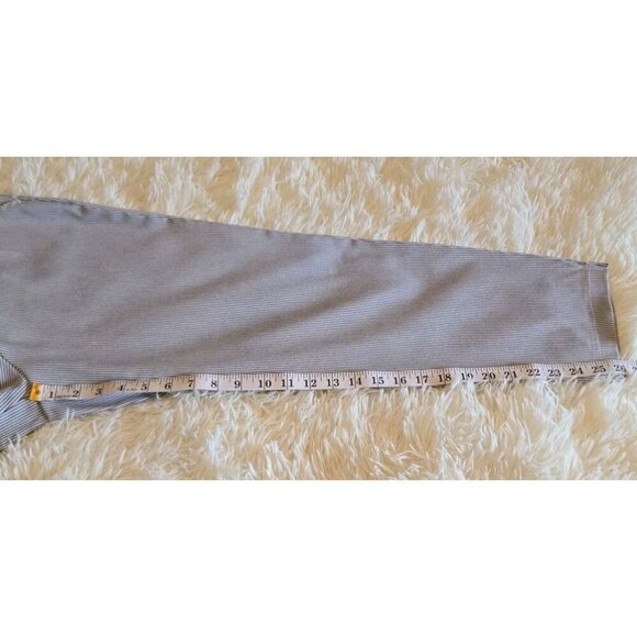 MAX STUDIO Striped Blue White Womens Medium Coastal Cropped Pants Elastic Waist - Picture 5 of 9